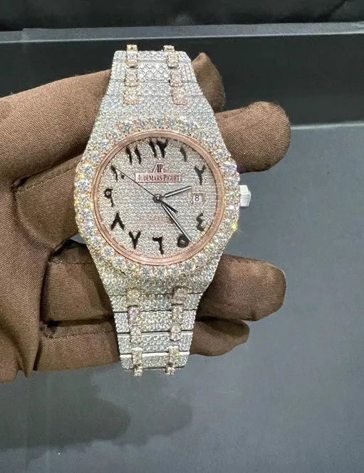 Two Tone Rose Gold Audemars Piguet Arabic Dial VVS Moissanite