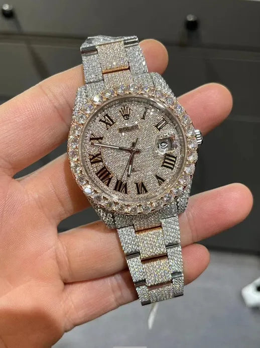 Two Tone Rose Gold Rolex VVS Moissanite