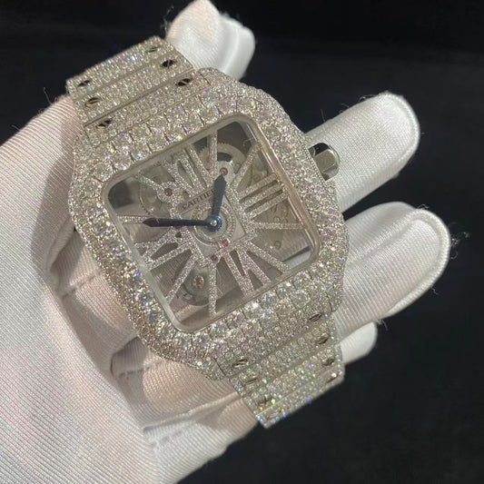 Cartier Skeleton Iced Out Moissanite